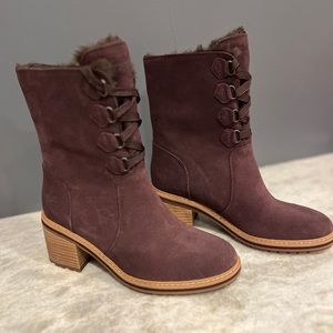 NEW TIMBERLAND PURPLE WATERPROOF SUEDE FUR BOOTS